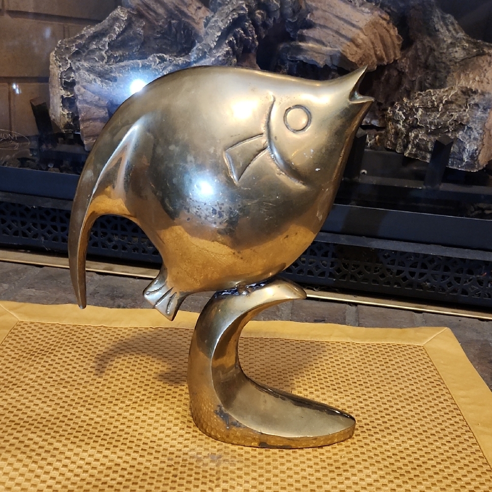 Vintage Brass Angelfish Sculpture